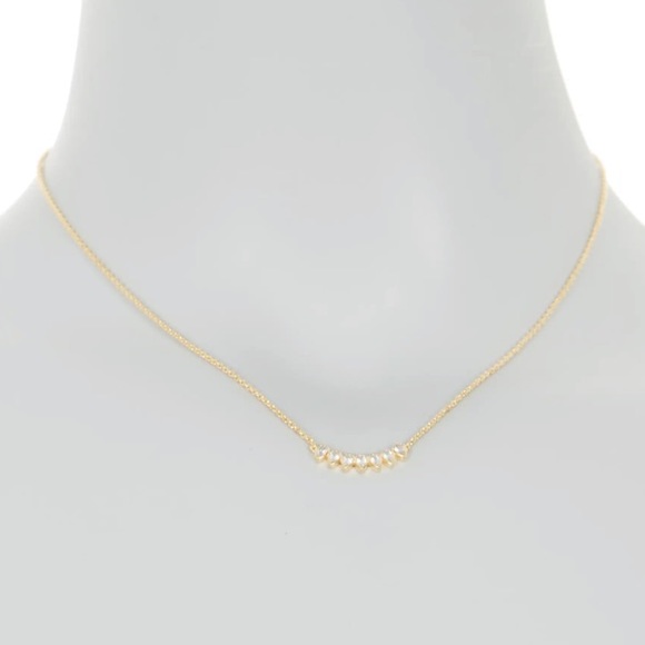 Sterling Forever Teardrop CZ Arch Pendant Necklace- Gold - Picture 2 of 9